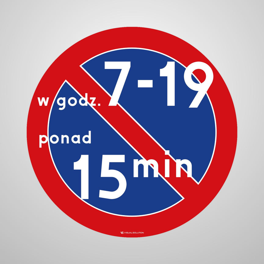 Naklejka Podłogowa BHP: "Zakaz postoju powyżej 15 minut w godzinach 7 - 19" (B-35)