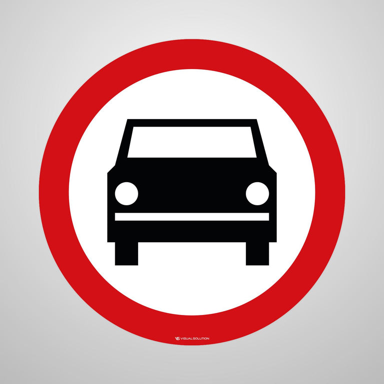 Naklejka Podłogowa BHP: "Zakaz wjazdu pojazdów silnikowych, z wyjątkiem motocykli jednośladowych" (B-3)