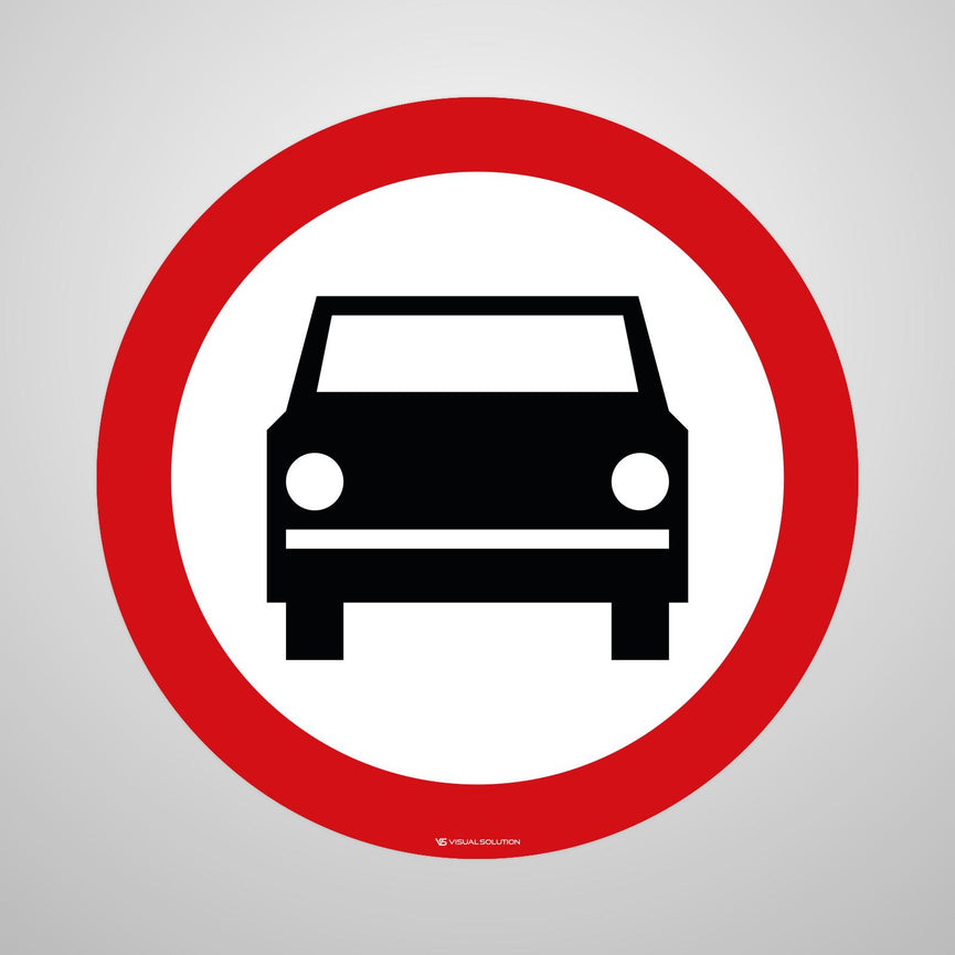 Naklejka Podłogowa BHP: "Zakaz wjazdu pojazdów silnikowych, z wyjątkiem motocykli jednośladowych" (B-3)