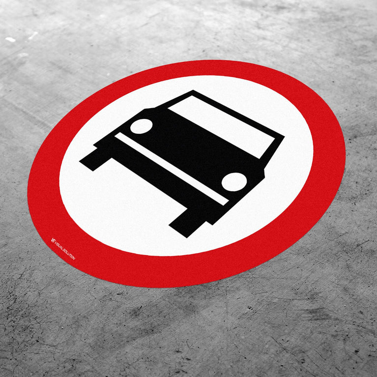 Naklejka Podłogowa BHP: "Zakaz wjazdu pojazdów silnikowych, z wyjątkiem motocykli jednośladowych" (B-3)