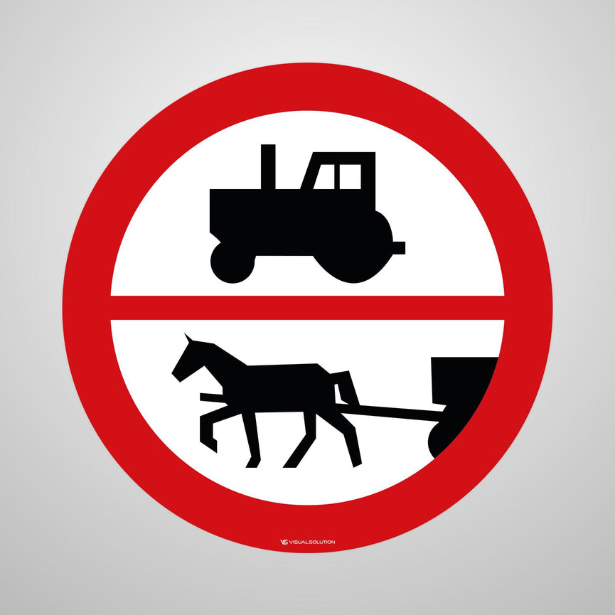 Naklejka Podłogowa BHP: "Zakaz wjazdu ciągników rolniczych i pojazdów wolnobieżnych" B-45b