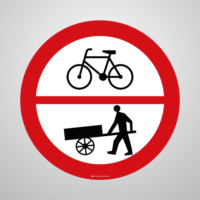 Naklejka Podłogowa BHP: "Zakaz wjazdu rowerów i wózków ręcznych" B-45c