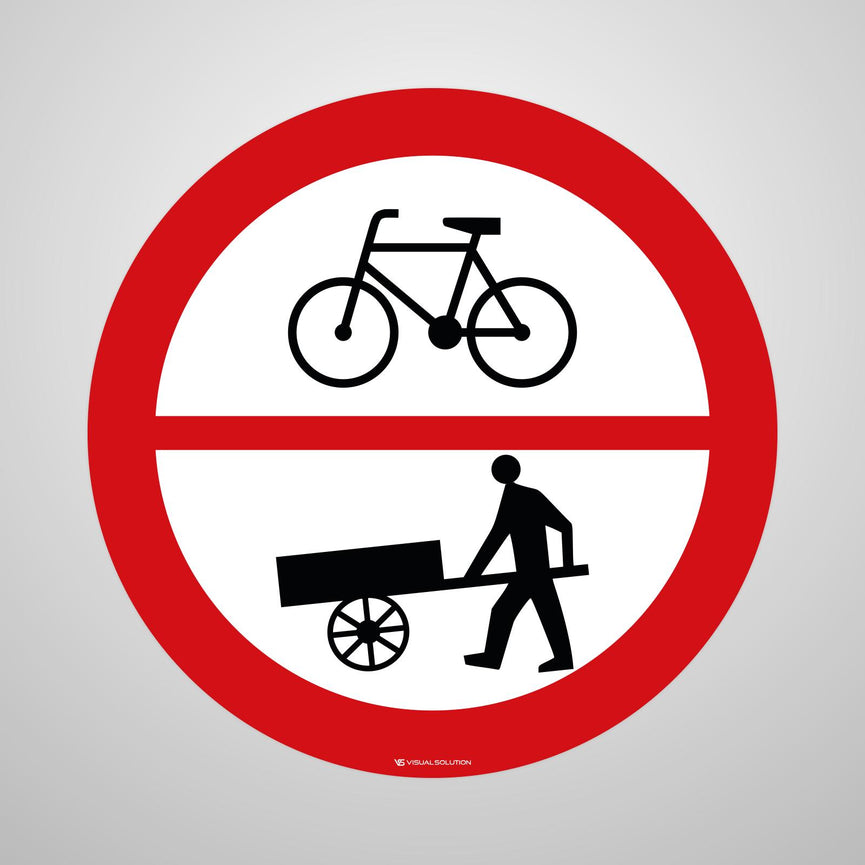 Naklejka Podłogowa BHP: "Zakaz wjazdu rowerów i wózków ręcznych" B-45c