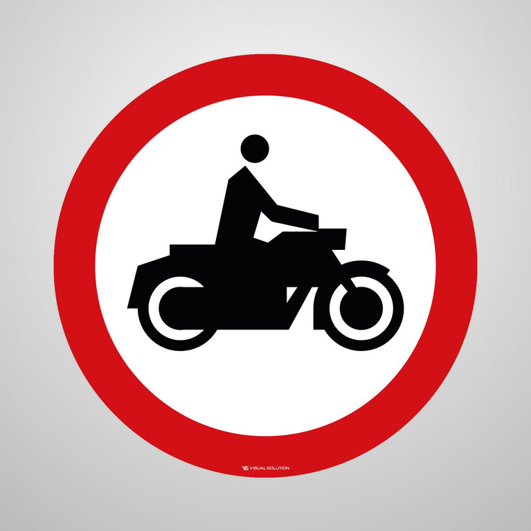 Naklejka Podłogowa BHP: "Zakaz wjazdu motocykli" (B-4)