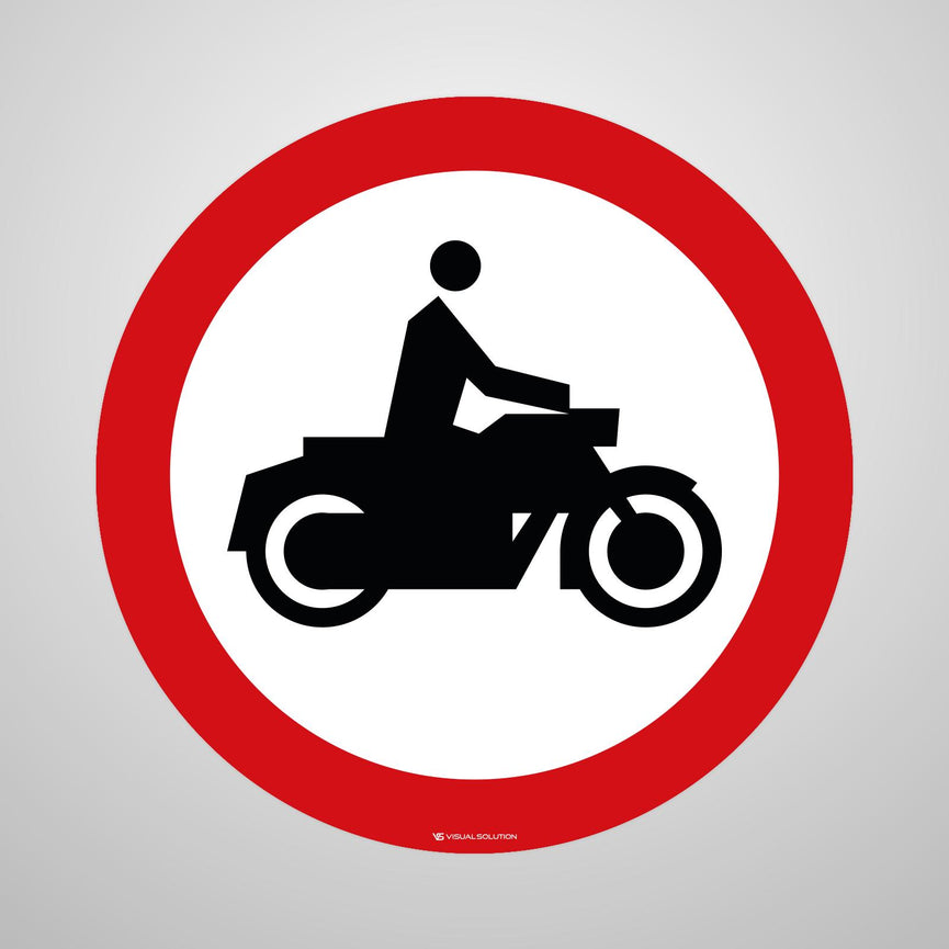 Naklejka Podłogowa BHP: "Zakaz wjazdu motocykli" (B-4)