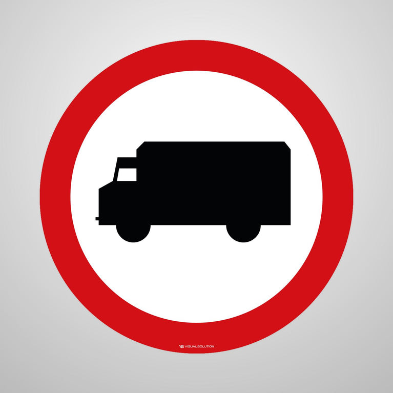 Naklejka Podłogowa BHP: "Zakaz wjazdu samochodów ciężarowych" (B-5)