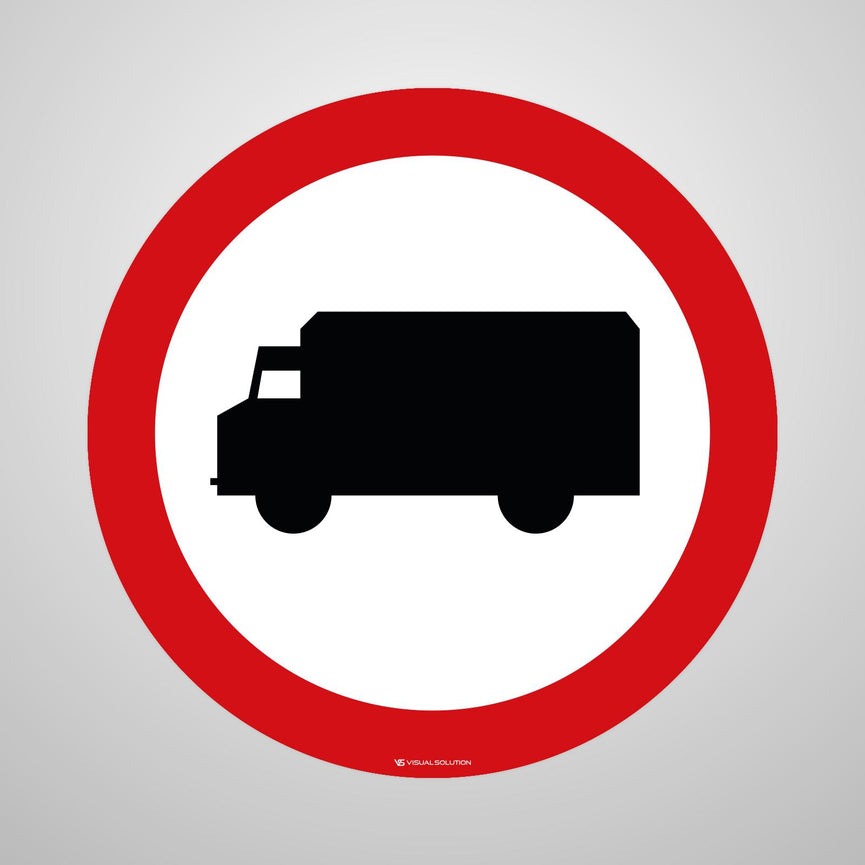 Naklejka Podłogowa BHP: "Zakaz wjazdu samochodów ciężarowych" (B-5)