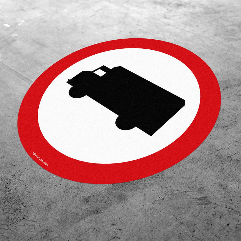 Naklejka Podłogowa BHP: "Zakaz wjazdu samochodów ciężarowych" (B-5)