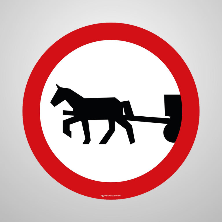 Naklejka Podłogowa BHP: "Zakaz wjazdu pojazdów zaprzęgowych" (B-8)