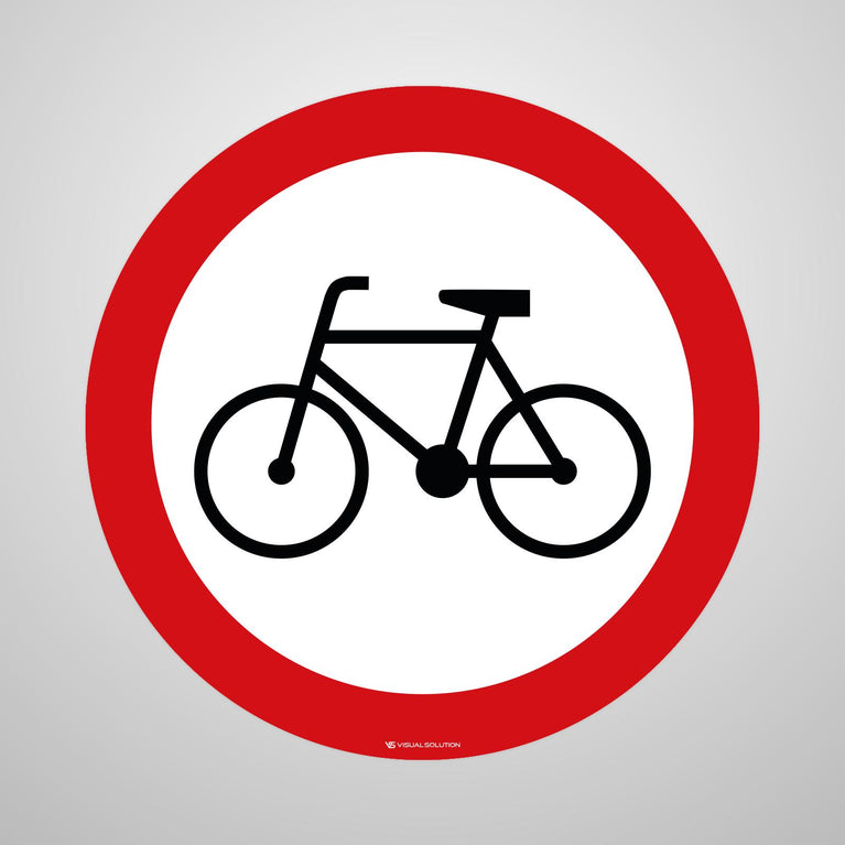 Naklejka Podłogowa BHP: "Zakaz wjazdu rowerów" (B-9)