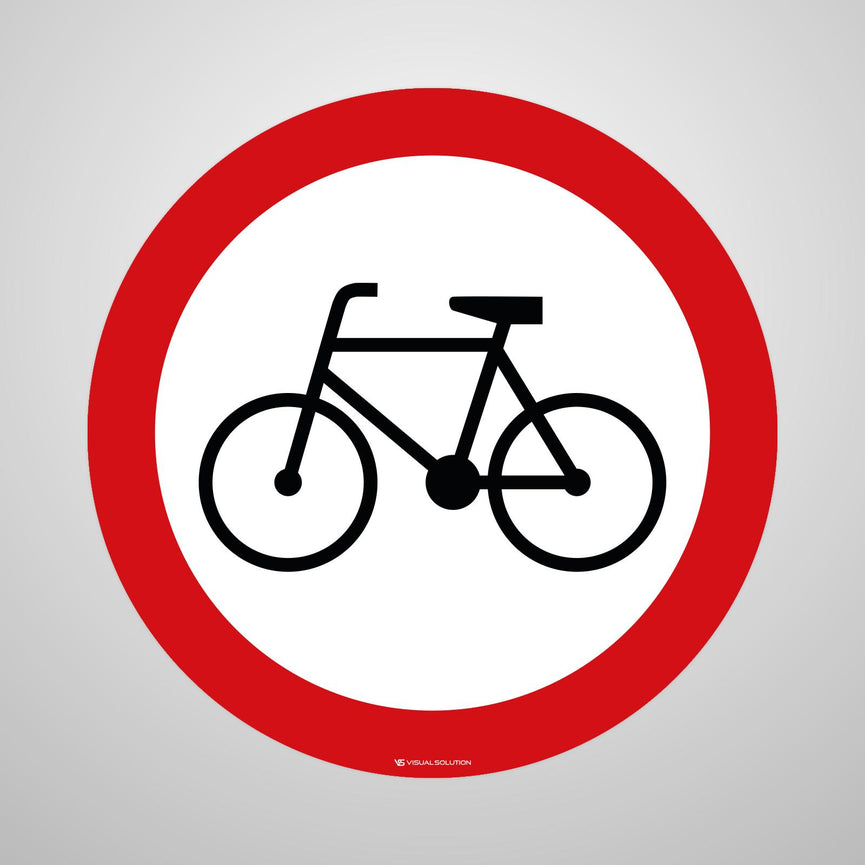 Naklejka Podłogowa BHP: "Zakaz wjazdu rowerów" (B-9)
