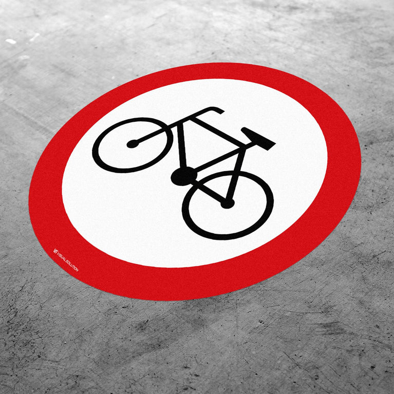 Naklejka Podłogowa BHP: "Zakaz wjazdu rowerów" (B-9)
