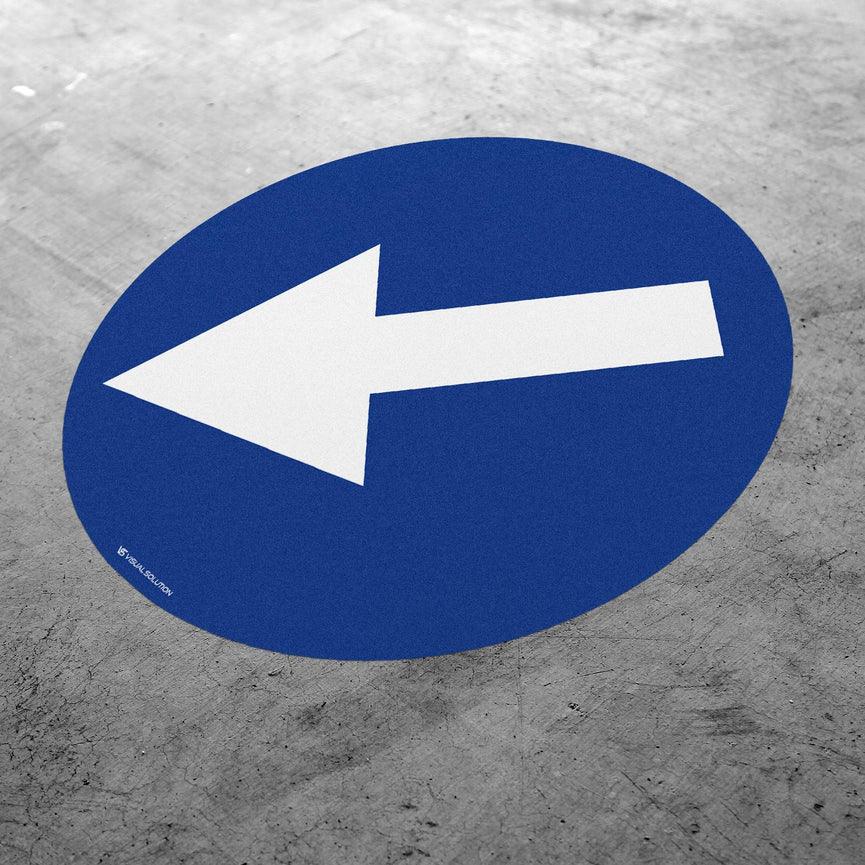 Naklejka Podłogowa BHP: "Nakaz jazdy z lewej strony znaku" C-10