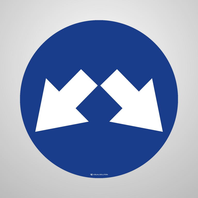 Naklejka Podłogowa BHP: "Nakaz jazdy z prawej lub z lewej strony znaku" C-11