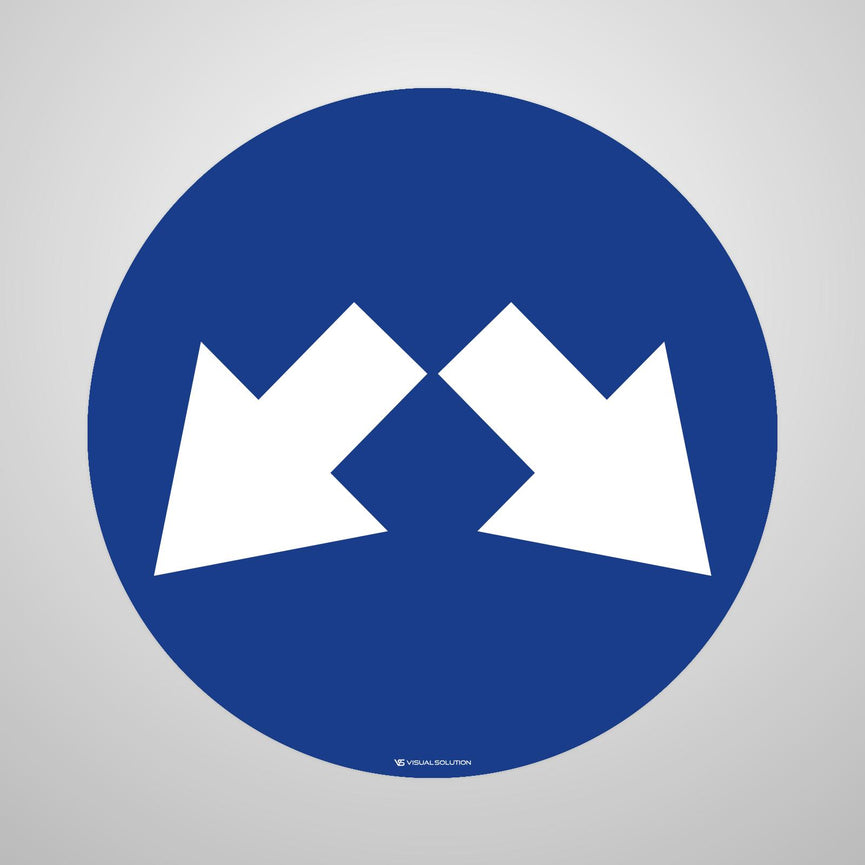 Naklejka Podłogowa BHP: "Nakaz jazdy z prawej lub z lewej strony znaku" C-11