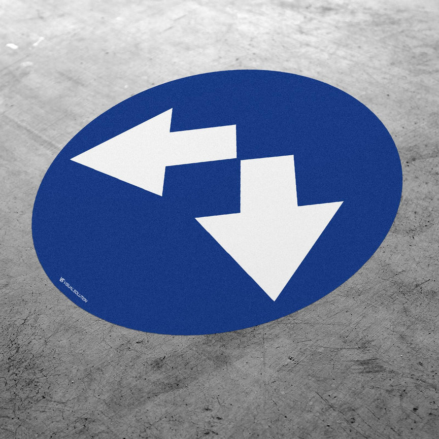 Naklejka Podłogowa BHP: "Nakaz jazdy z prawej lub z lewej strony znaku" C-11