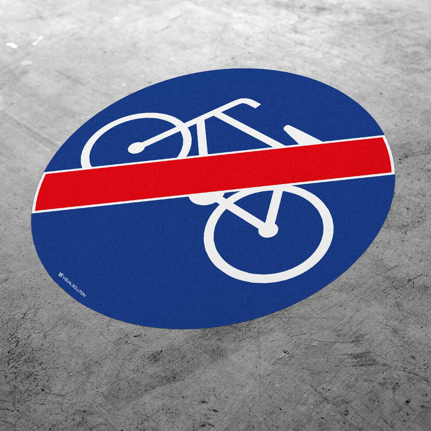 Naklejka Podłogowa BHP: "Koniec drogi dla rowerów" C-13a