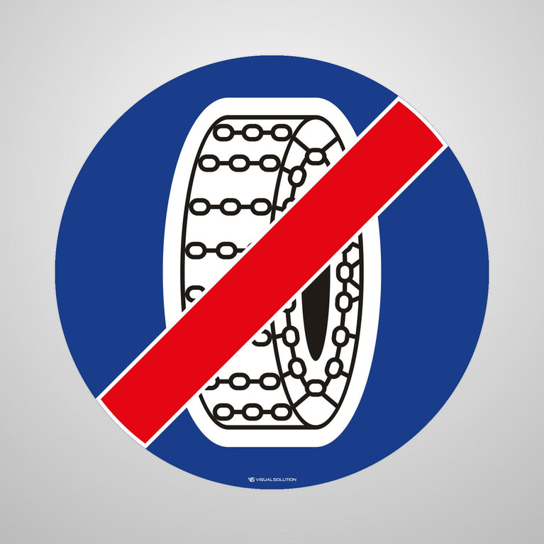 Naklejka Podłogowa BHP: "Koniec nakazu używania łańcuchów przeciwpoślizgowych" C-19