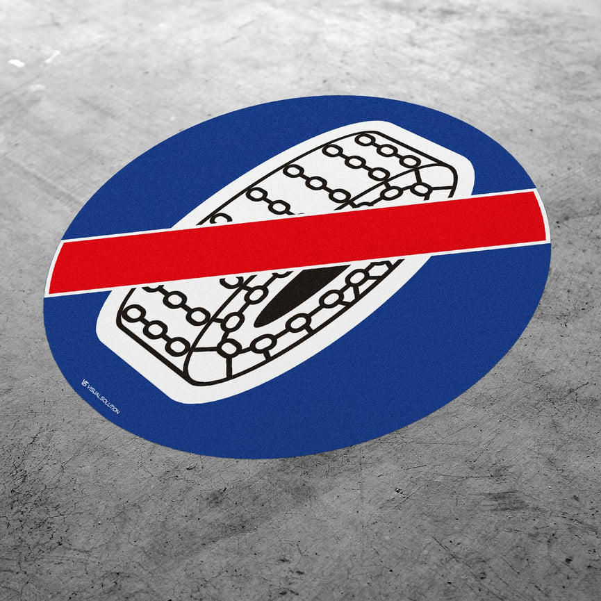 Naklejka Podłogowa BHP: "Koniec nakazu używania łańcuchów przeciwpoślizgowych" C-19