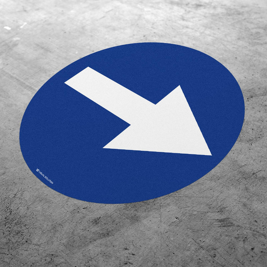 Naklejka Podłogowa BHP: "Nakaz jazdy w prawo przed znakiem" C-1