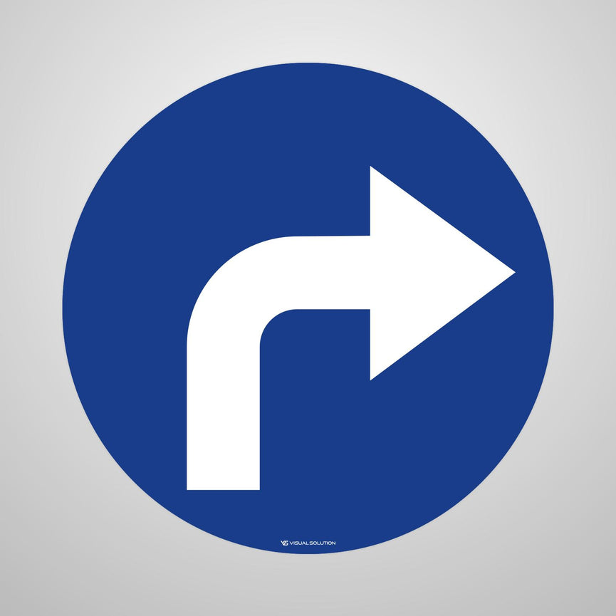 Naklejka Podłogowa BHP: "Nakaz jazdy w prawo za znakiem" C-2