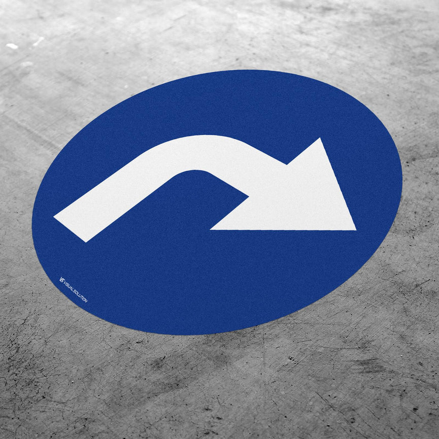 Naklejka Podłogowa BHP: "Nakaz jazdy w prawo za znakiem" C-2