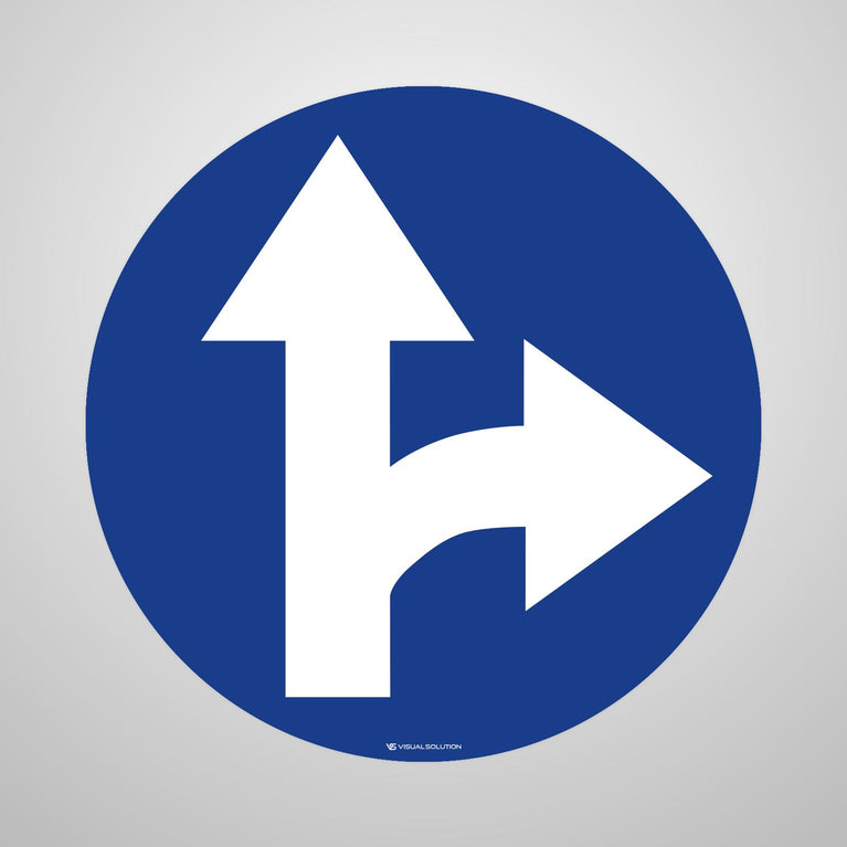 Naklejka Podłogowa BHP: "Nakaz jazdy Prosto lub w prawo" C-6