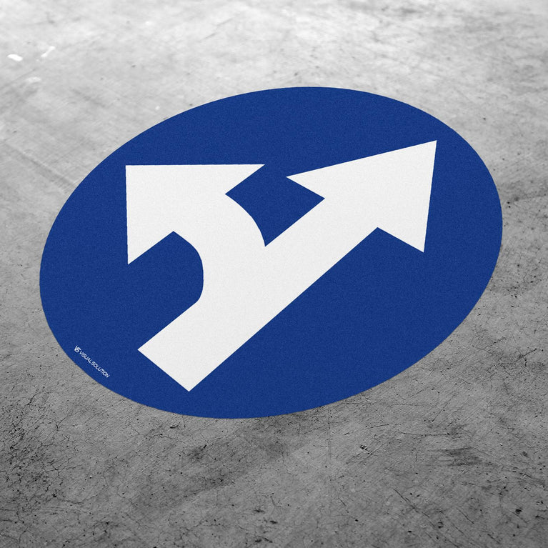 Naklejka Podłogowa BHP: "Nakaz jazdy Prosto lub w lewo" C-7