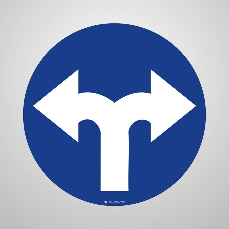 Naklejka Podłogowa BHP: "Nakaz jazdy w prawo lub w lewo" C-8