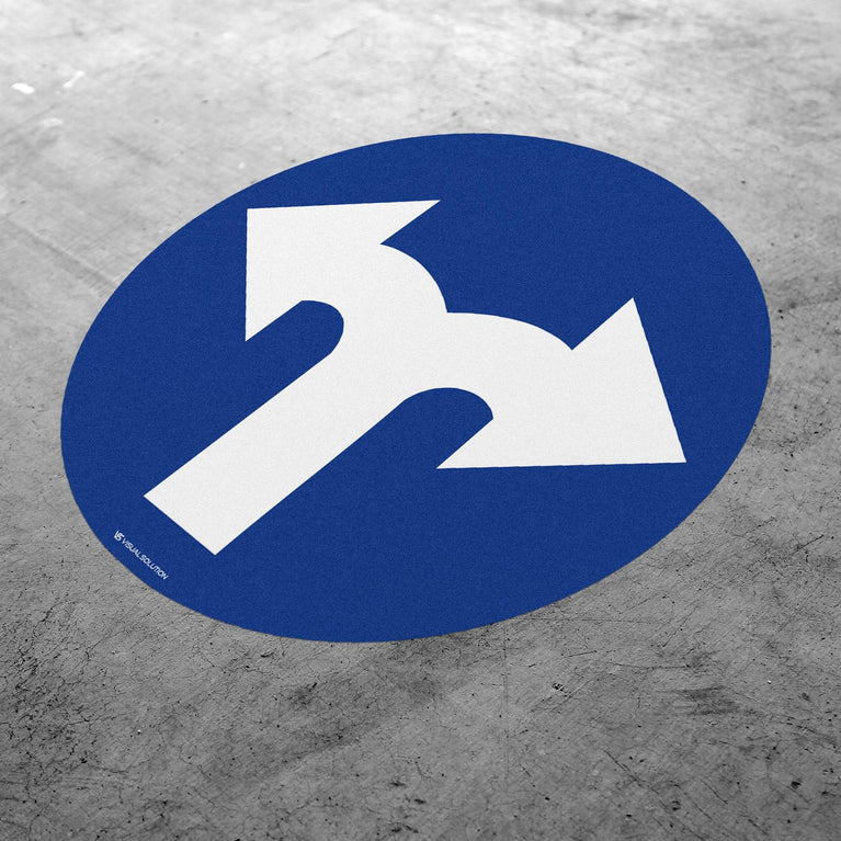 Naklejka Podłogowa BHP: "Nakaz jazdy w prawo lub w lewo" C-8