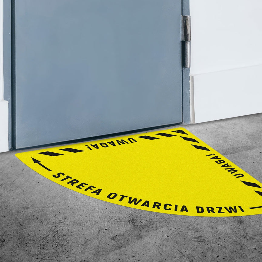 Naklejka Podłogowa BHP: Strefa otwarcia drzwi klasyczna