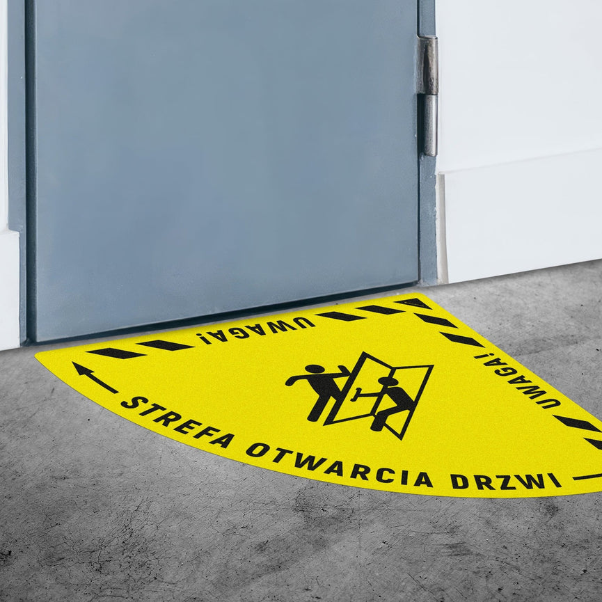 Naklejka Podłogowa BHP: Strefa otwarcia drzwi typ 1