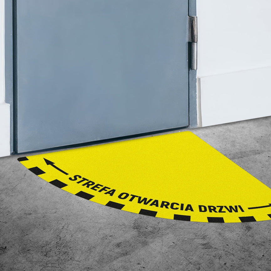 Naklejka Podłogowa BHP: Strefa otwarcia drzwi typ 2
