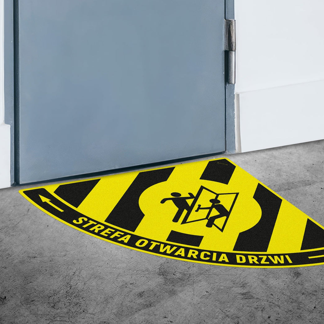 Naklejka Podłogowa BHP: Strefa otwarcia drzwi typ 5