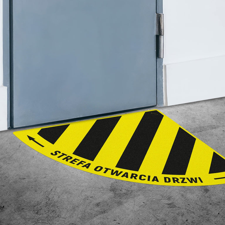 Naklejka Podłogowa BHP: Strefa otwarcia drzwi typ 6