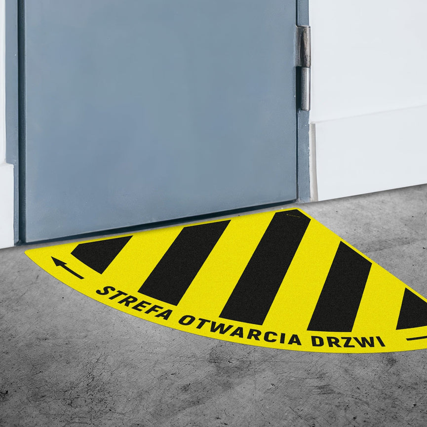 Naklejka Podłogowa BHP: Strefa otwarcia drzwi typ 6