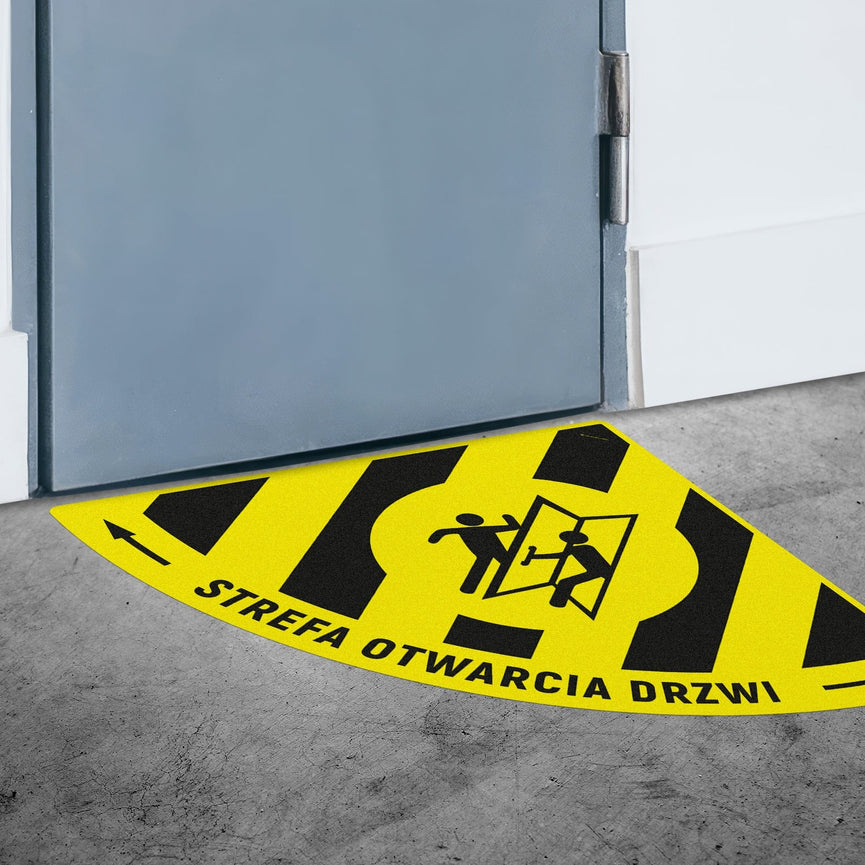 Naklejka Podłogowa BHP: Strefa otwarcia drzwi typ 7