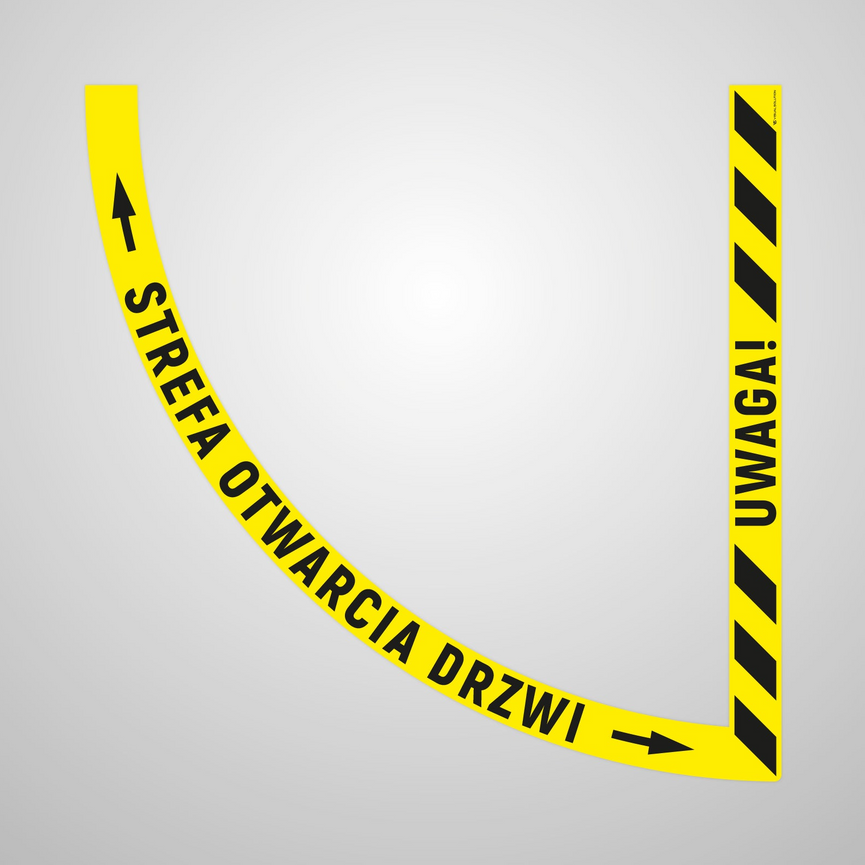 Naklejka Podłogowa BHP: Strefa otwarcia drzwi paski