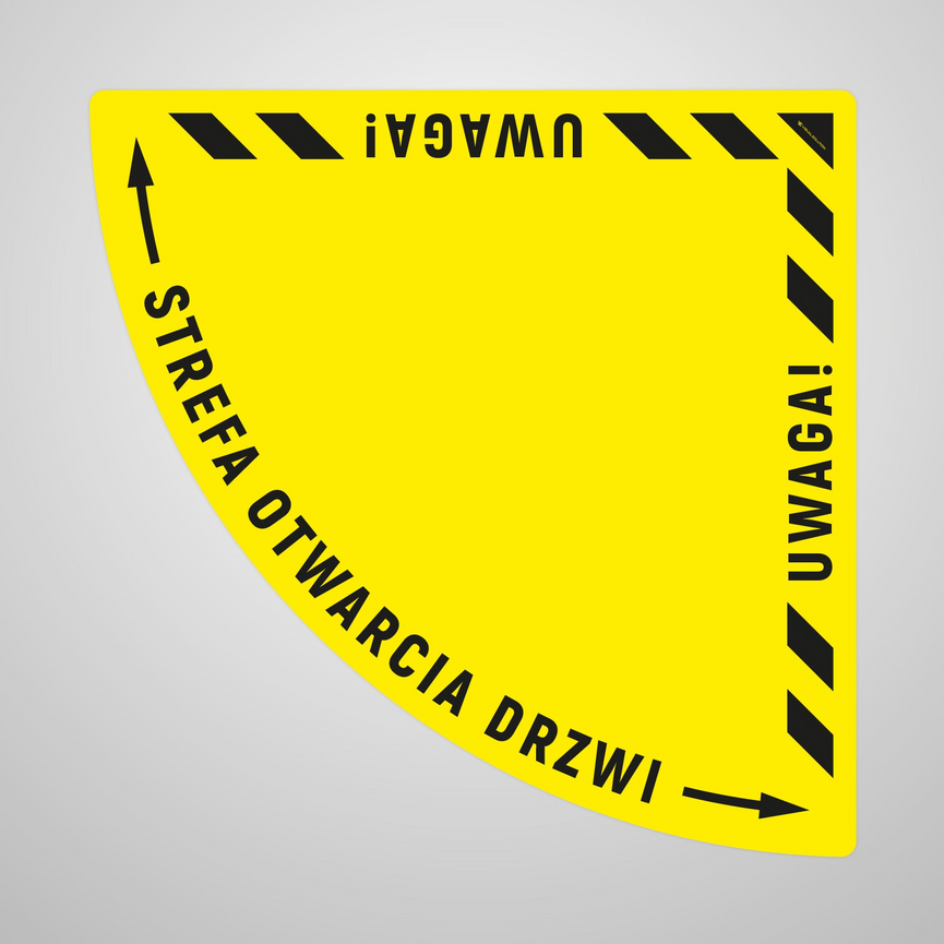 Naklejka Podłogowa BHP: Strefa otwarcia drzwi klasyczna