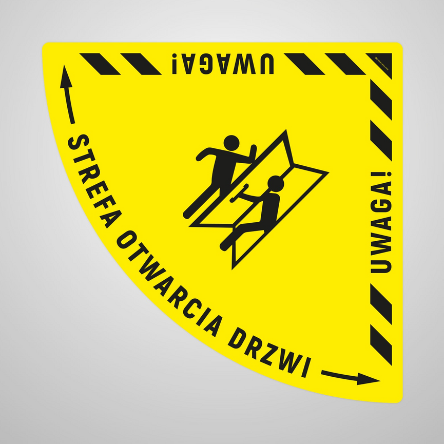 Naklejka Podłogowa BHP: Strefa otwarcia drzwi typ 1