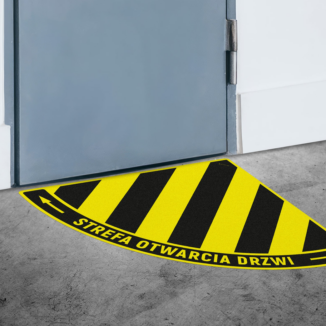 Naklejka Podłogowa BHP: Strefa otwarcia drzwi typ 3