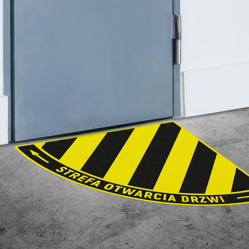 Naklejka Podłogowa BHP: Strefa otwarcia drzwi typ 3