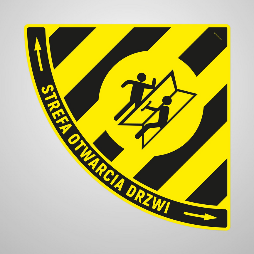 Naklejka Podłogowa BHP: Strefa otwarcia drzwi typ 5