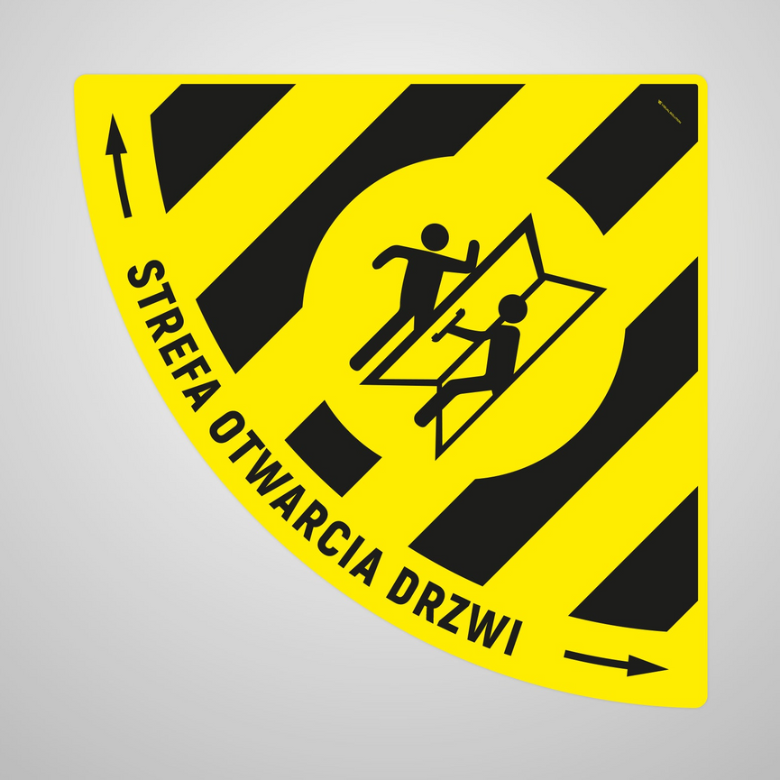 Naklejka Podłogowa BHP: Strefa otwarcia drzwi typ 7