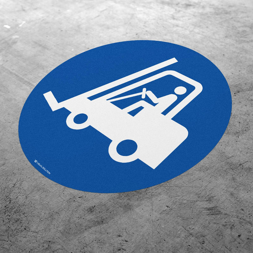 Naklejka podłogowa BHP: Nakaz jazdy wózkiem widłowym