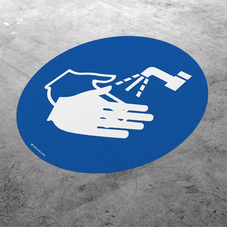 Naklejka podłogowa BHP: Nakaz mycia rąk