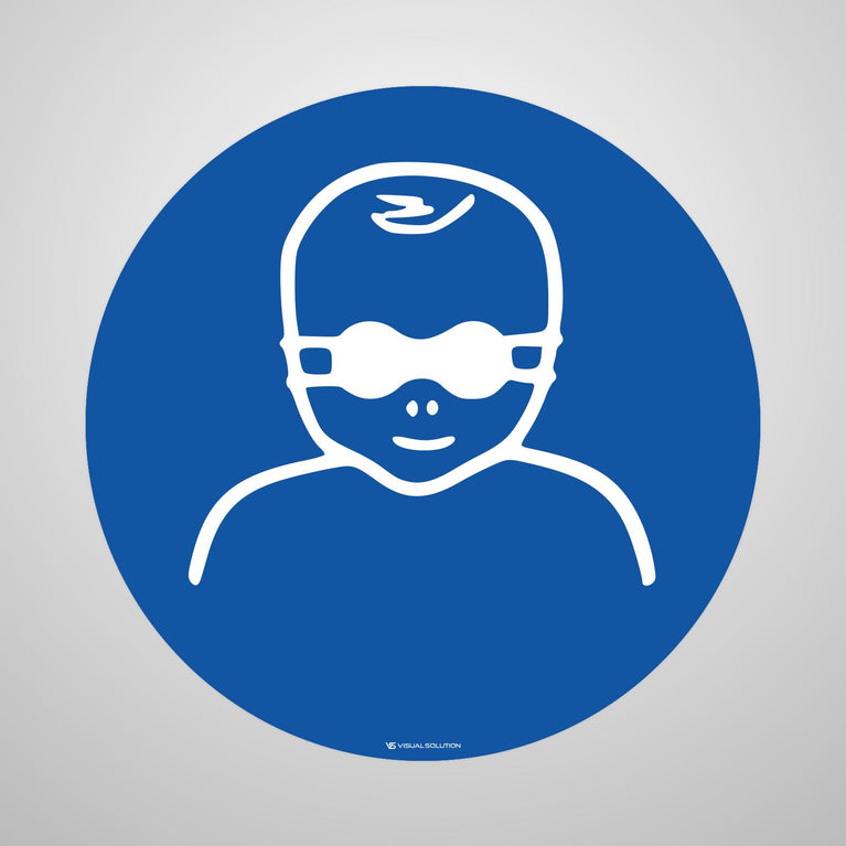 Naklejka podłogowa BHP: Nakaz ochrony wzroku dzieci