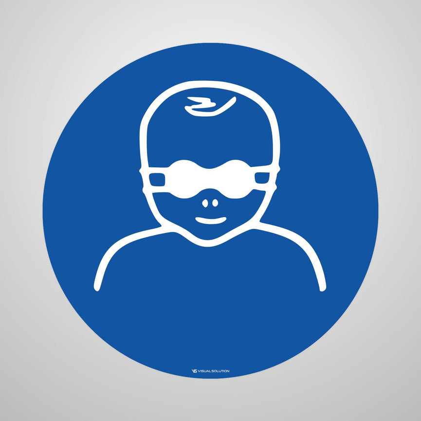 Naklejka podłogowa BHP: Nakaz ochrony wzroku dzieci