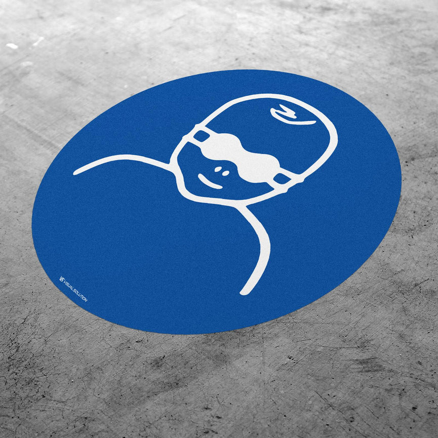 Naklejka podłogowa BHP: Nakaz ochrony wzroku dzieci