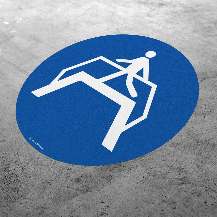 Naklejka podłogowa BHP: Nakaz korzystania z pomostu